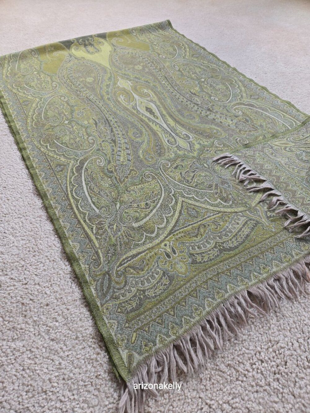 Eddie Bauer 100% Wool Woven Scarf Green - Picture 6 of 10